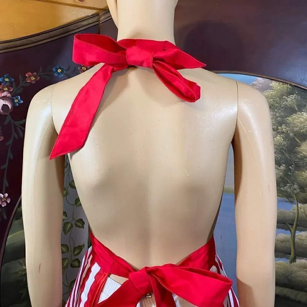 Red & White Striped Bibbed Apron